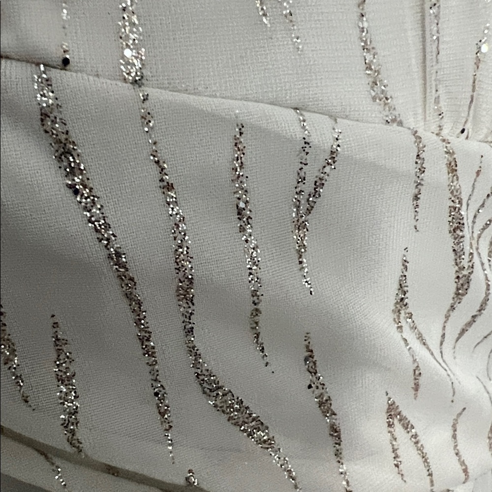 White Full Length Gown Silver Glitter Accents Sleeveless NWT Vintage Bridal 16W - Picture 6 of 16